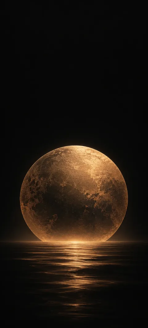 A muted bronze circle sits low in black.