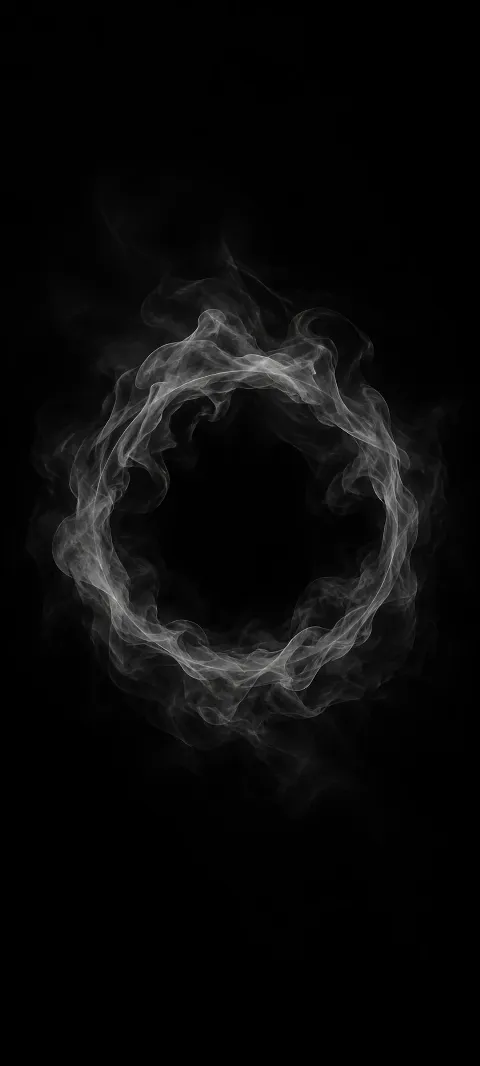 A faint gray smoke ring fades into black.