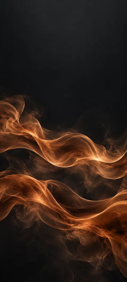 Translucent copper smoke ribbons flowing horizontally across a dark graphite background.