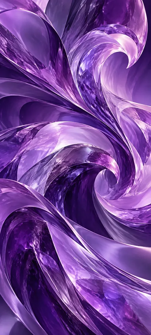 Amethyst forms rise and curl like a nonliteral tidal current.