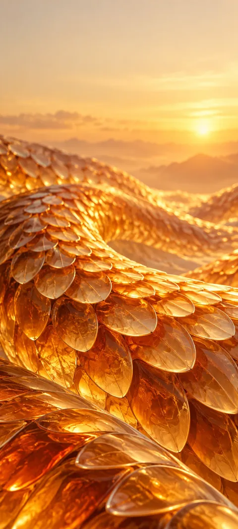 Amber translucent scales repeat in an abstract pattern.