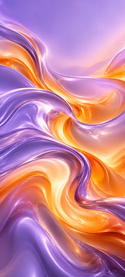 Lavender and orange bands pour diagonally like molten material.