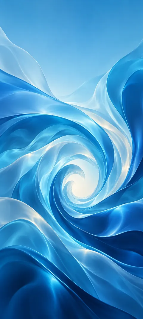 Azure curves spiral inward around a pale central opening.