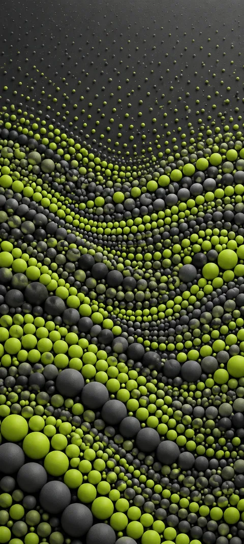 Lime and graphite dots create a mineral texture.