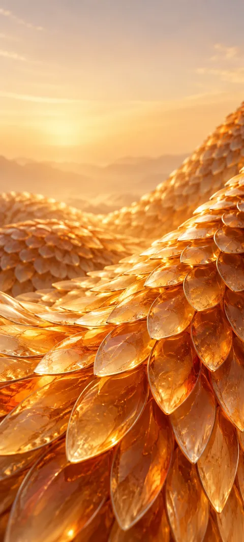 Amber translucent scales repeat in an abstract pattern.