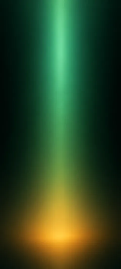 A central jade glow above a low amber pool on dark green.