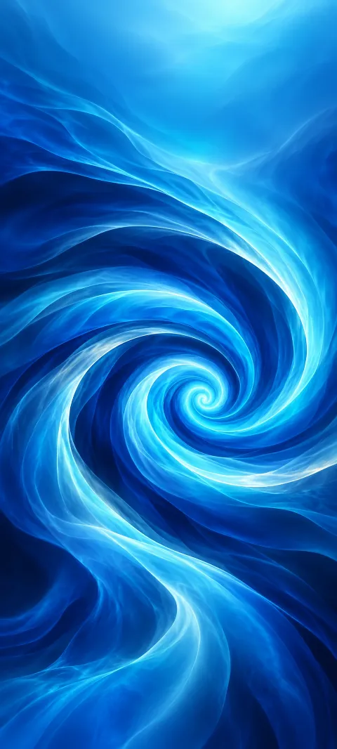 Azure curves spiral inward around a pale central opening.