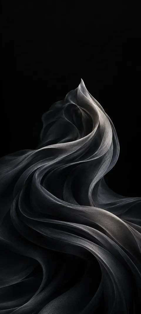 A soft charcoal fold rises from a black background.