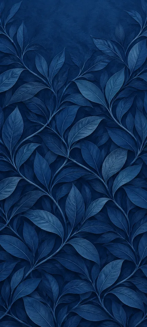 An even indigo leaf lattice on a cream ground.
