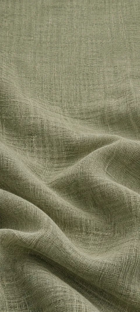 A sage linen weave fills the portrait with subtle fibers.