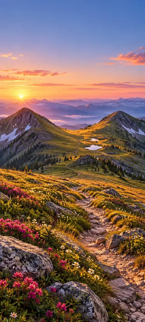 A high meadow saddle sits between two rounded peaks.
