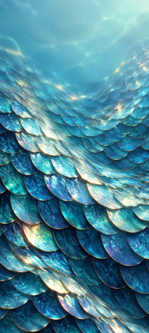 Azure scales repeat in a clean abstract surface.