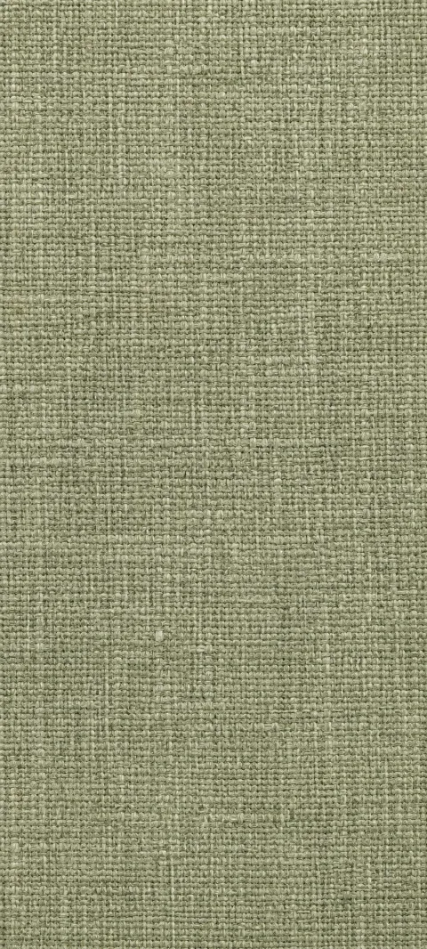 A sage linen weave fills the portrait with subtle fibers.