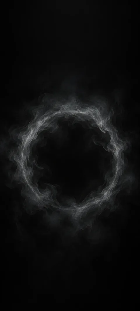A faint gray smoke ring fades into black.